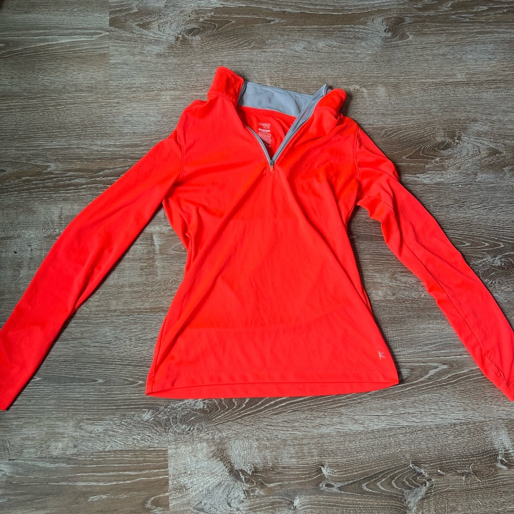 Bright orange athletic jacket!